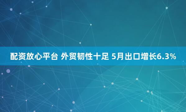 配资放心平台 外贸韧性十足 5月出口增长6.3%