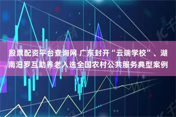 股票配资平台查询网 广东封开“云端学校”、湖南汨罗互助养老入选全国农村公共服务典型案例